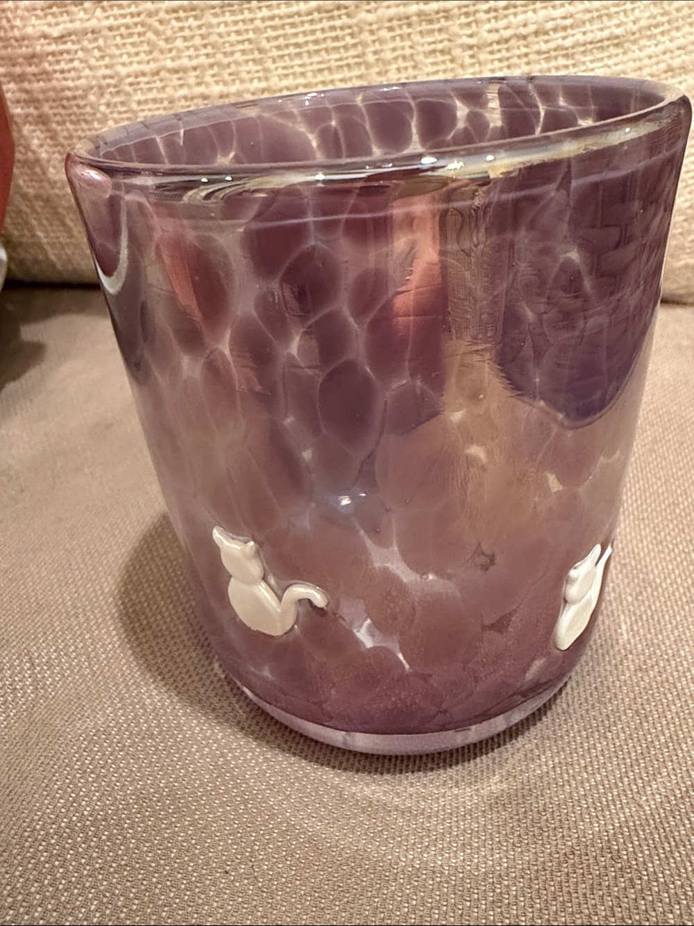 Anthropologie NWT Icon Juice Purple LusterGlass NWT White Cat Handblown